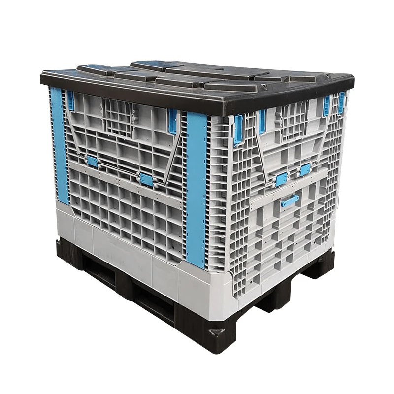 Contenedor plegable a granel con tapa